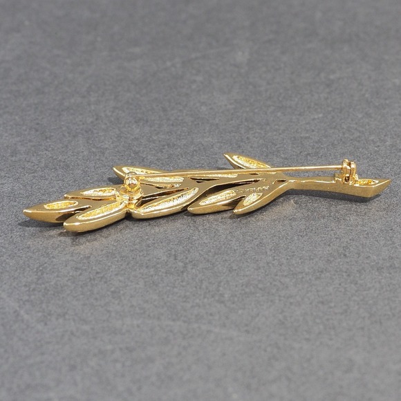 Vintage Napier Brooch Pin Signed Gold Tone Leaf Branch Holiday Winter Box MCM - Picture 8 of 15